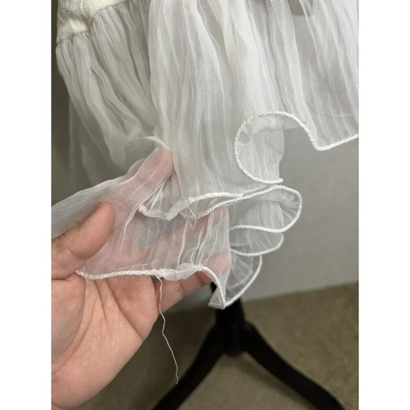 One Shoulder Long Sleeve Asymmetrical Ruffles Dress Ivory White SMALL READ - Picture 7 of 12